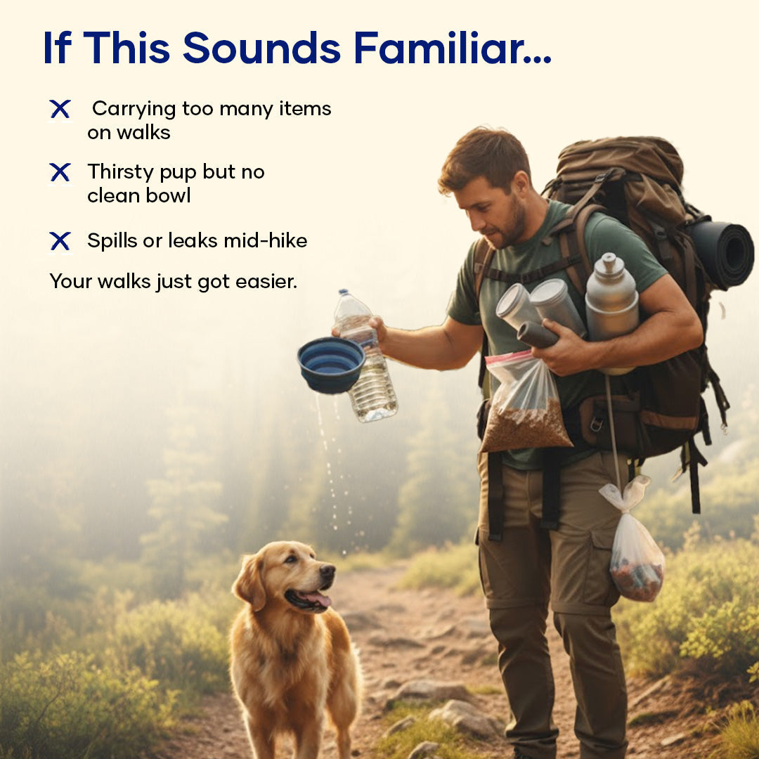 Aniwell 3-in-1 Portable Water Bottle – Water, Food, & Poop Waste Bag Dispenser, Leakproof, with Lanyard and Trash Shovel