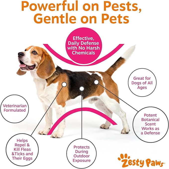 Zesty Paws Flea and Tick Shampoo for Dogs - Veterinarian Formulated Flea Shampoo for Dogs to Kill Fleas, Ticks & Their Eggs - Soothes Itchy & Irritated Dog Skin - Cedarwood, Rosemary & Peppermint Oil