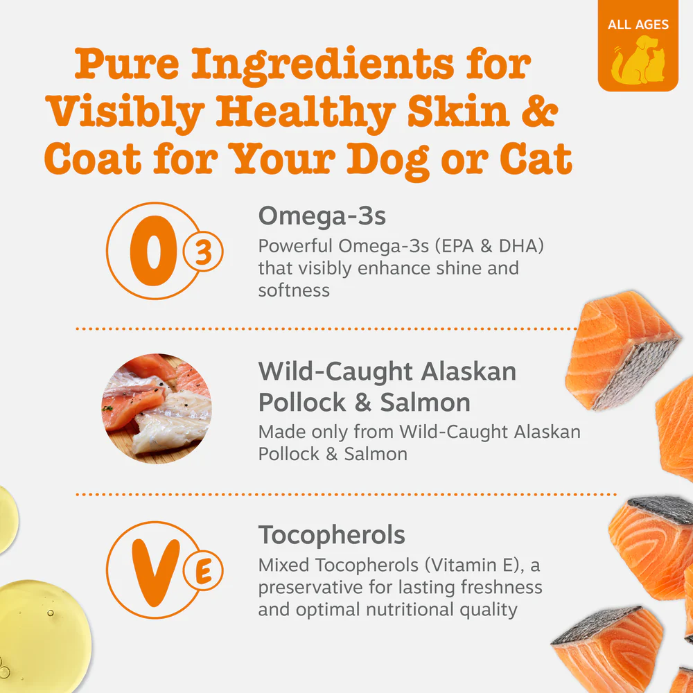 Wild Alaskan Omega-3 Blend Salmon Oil for Dogs & Cats